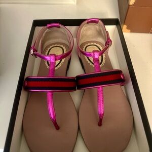 Gucci Pink and Black Kids Dress Sandals